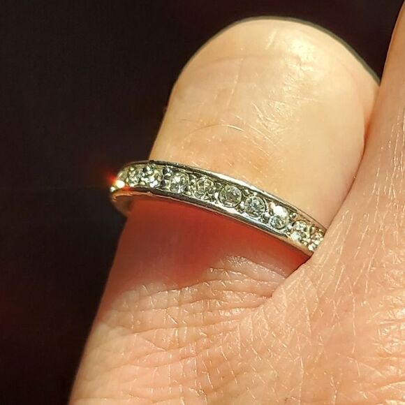 Tiny Silver Tone Cubic Zircona Band size 4.5 - Picture 8 of 11